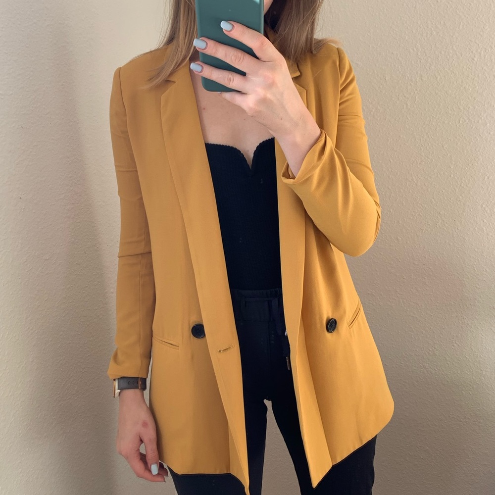 Mural mustard blazer